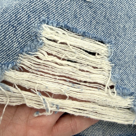 Abercrombie & Fitch Annie High Rise Shorts Womens 27 Distressed Frayed Denim NWT - Picture 3 of 14